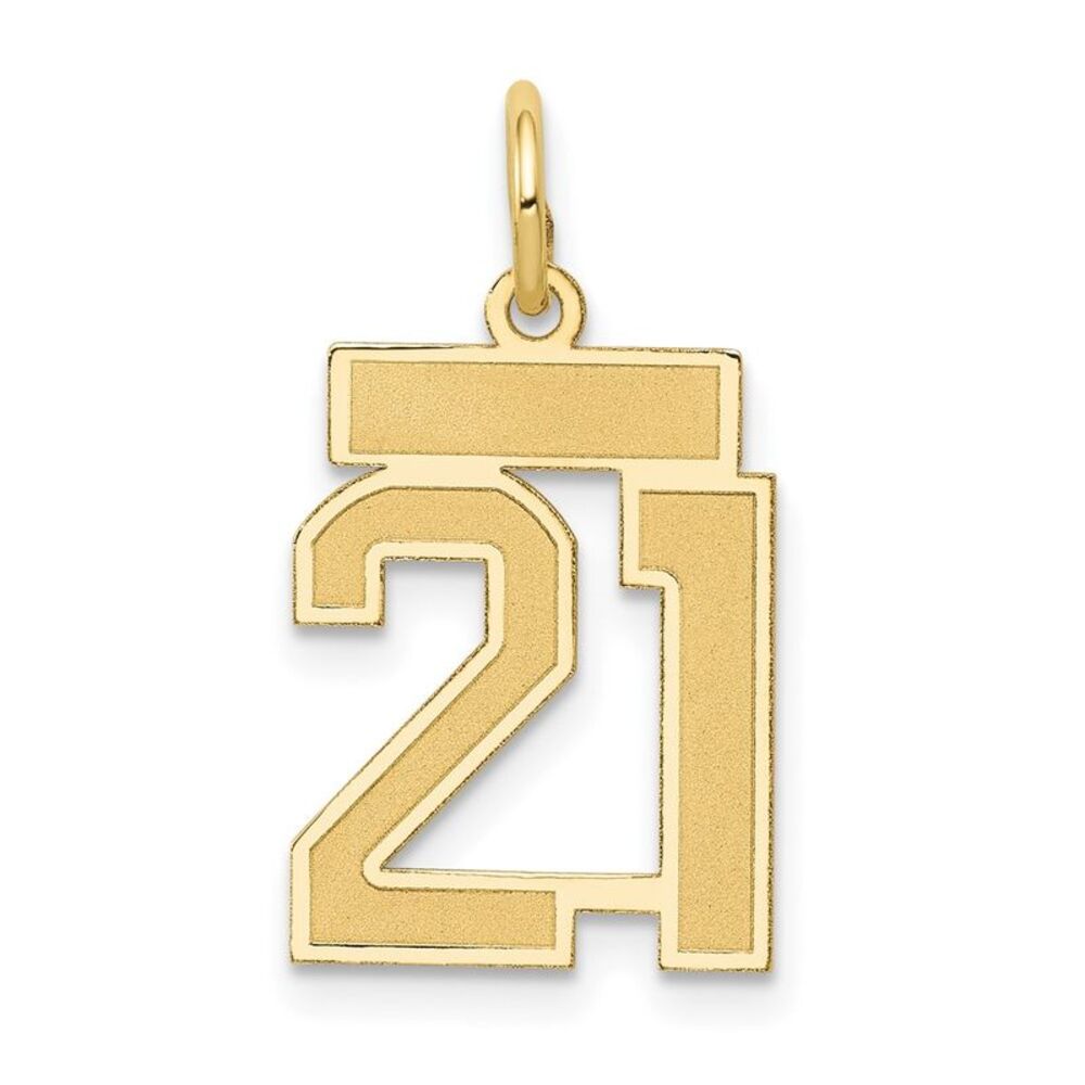 14k Yellow Gold, Jersey Collection, Small Number 21 Pendant
